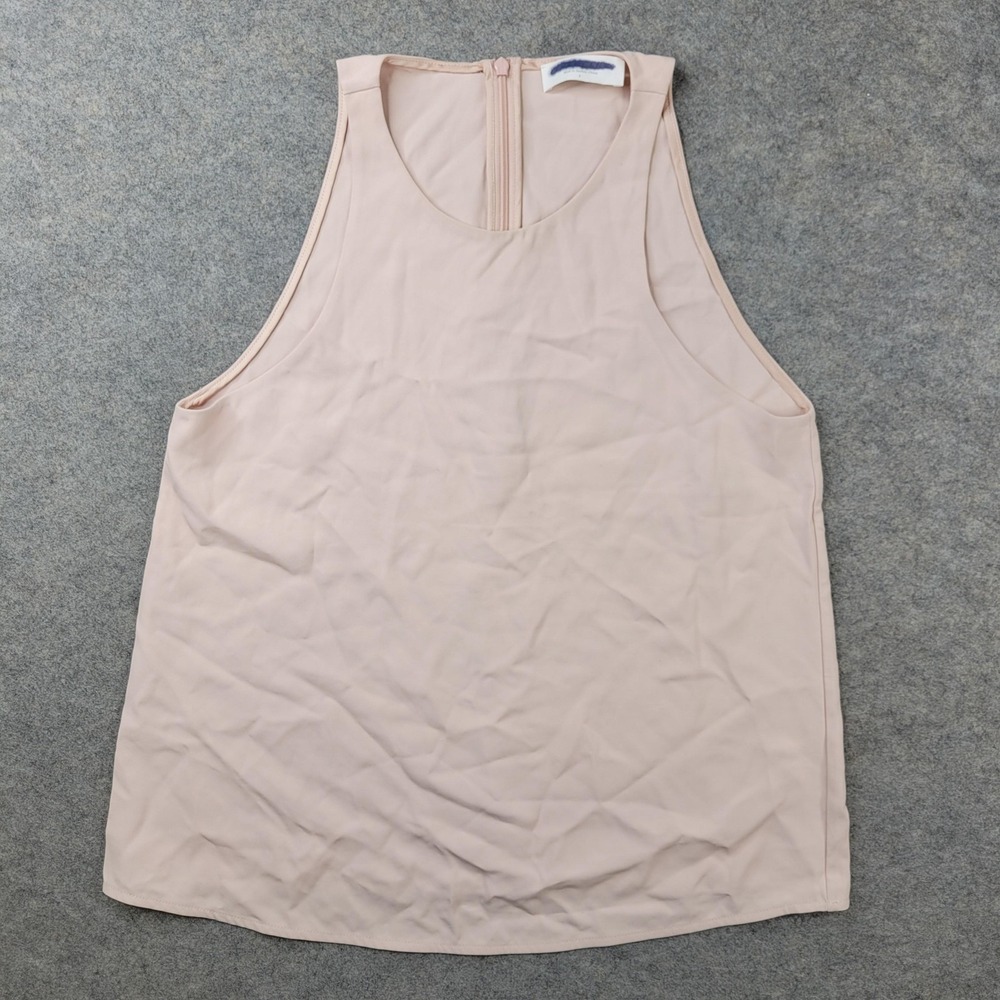 Everlane Tank Top Womens 4 Pink Scoop Neck Sleeveless Zip Back Woven Basic Shell